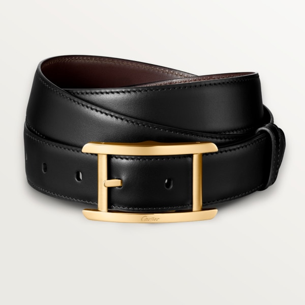 Belt, Tank de Cartier Black cowhide, golden-finish buckle