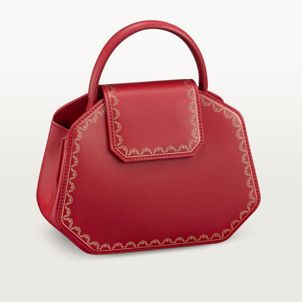 Top Handle Bag, Mini, Guirlande de Cartier Red calfskin, golden finish