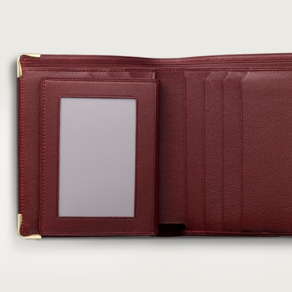 Multiple Wallet, Must de Cartier Burgundy calfskin, golden finish