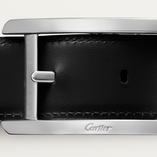 Belt, Tank de Cartier Black cowhide, palladium-finish buckle