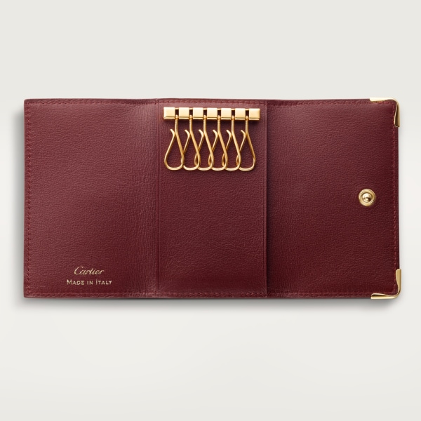 6-Key Key Ring, Must de Cartier Burgundy calfskin, golden finish