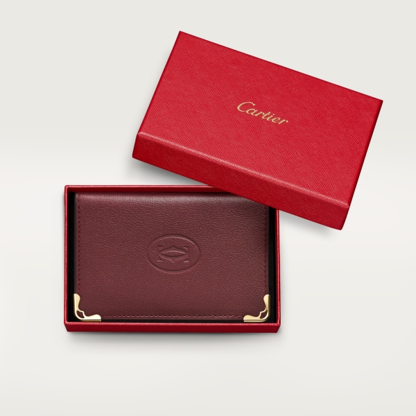 Card Holder, Must de Cartier Burgundy calfskin, golden finish