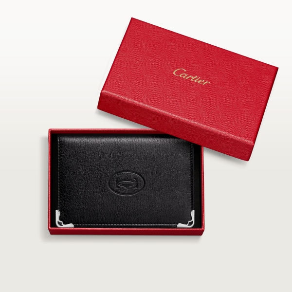 Credit/Business Card Holder, Must de Cartier Black calfskin, stainless steel finish