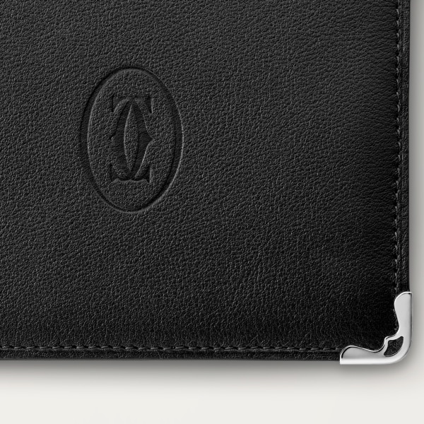 6-Credit Card Wallet, Must de Cartier Black calfskin, stainless steel finish