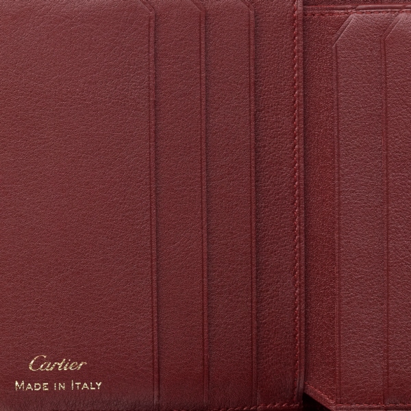 Multiple Wallet, Must de Cartier Burgundy calfskin, golden finish