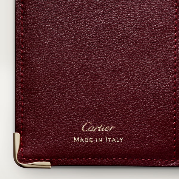 Card Holder, Must de Cartier Burgundy calfskin, golden finish