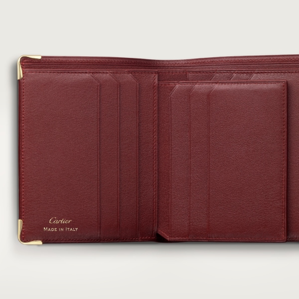 Multiple Wallet, Must de Cartier Burgundy calfskin, golden finish