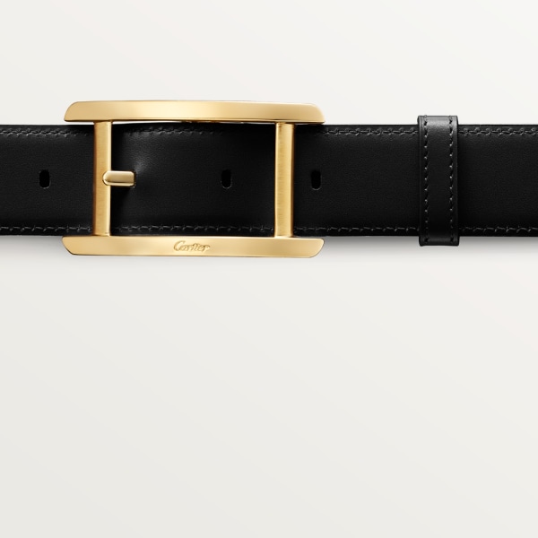 Belt, Tank de Cartier Black cowhide, golden-finish buckle