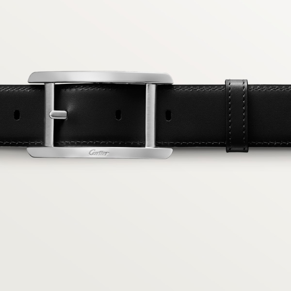 Belt, Tank de Cartier Black cowhide, palladium-finish buckle