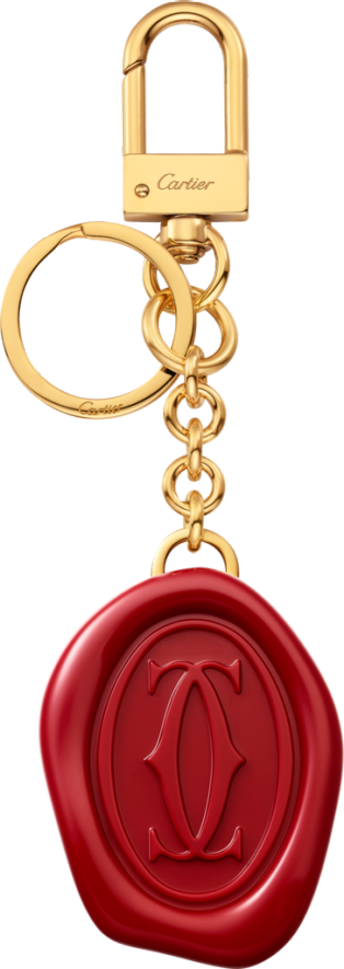 Diabolo de Cartier key ring with wax seal motif Lacquered golden-finish metal