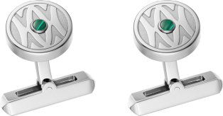 C de Cartier cufflinks Sterling silver, palladium finish and malachite.