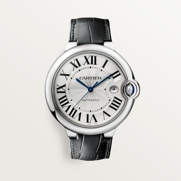 Ballon Bleu de Cartier watch 42 mm, steel, leather