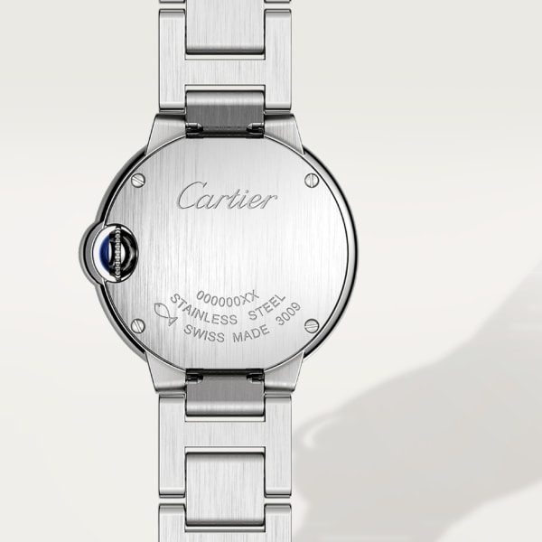 Ballon Bleu de Cartier watch 28mm, quartz movement, steel, diamonds