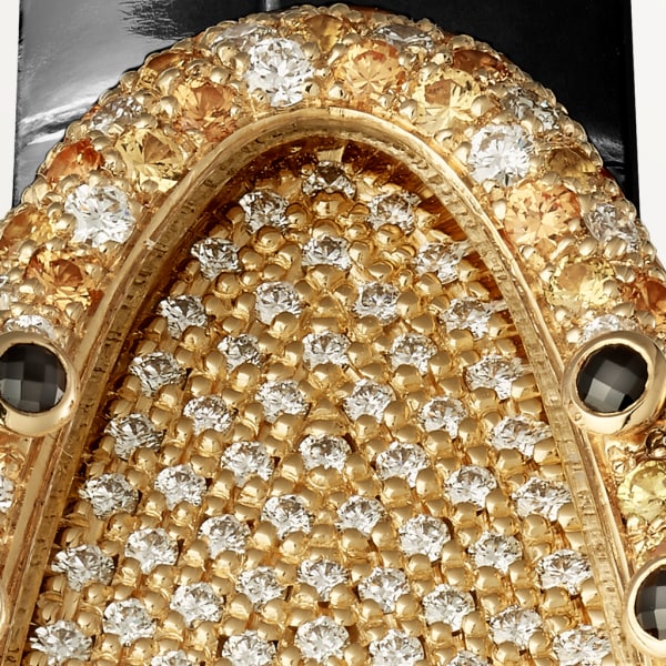 Cartier Libre watch Medium model, hand-wound mechanical movement, yellow gold, diamonds, yellow sapphires, black spinels