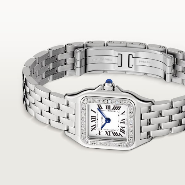 Panthère de Cartier watch Small model, quartz movement, steel, diamonds