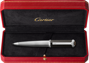 Carbon and obsidian Santos-Dumont de Cartier pen Brushed metal, palladium finish, carbon fibre, obsidian