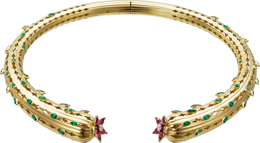 Cactus de Cartier necklaceYellow gold, emeralds, rubies, diamonds