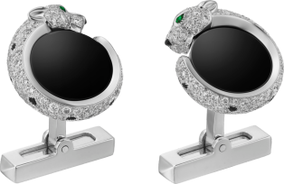 Panthère de Cartier cufflinks Rhodium-finish white gold, diamonds, emeralds, onyx