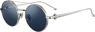 Pasha de Cartier Sunglasses Smooth platinum-finish titanium, blue lenses