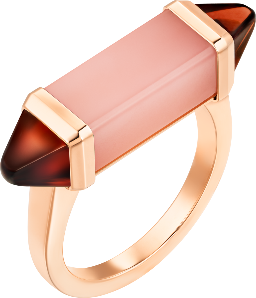 Les Berlingots de Cartier ringRose gold, pink chalcedony, garnet