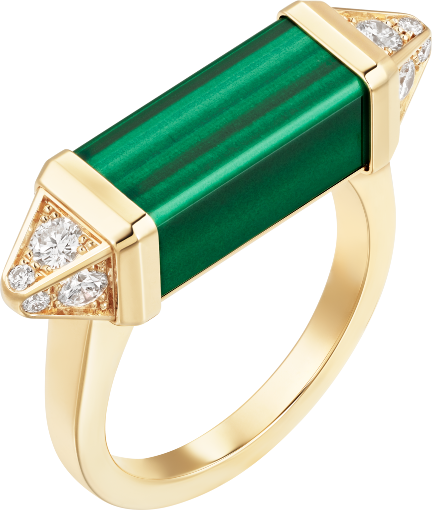 Les Berlingots de Cartier ringYellow gold, malachite, diamond