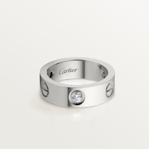 Love ring, classic model, 3 diamonds White gold, diamonds