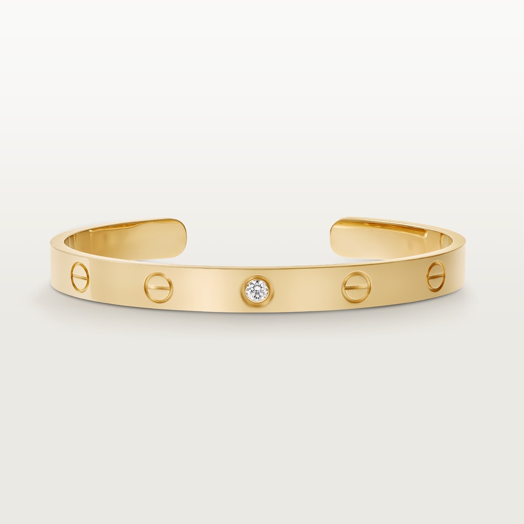 Love bracelet, open, classic model, 1 diamondYellow gold, diamond