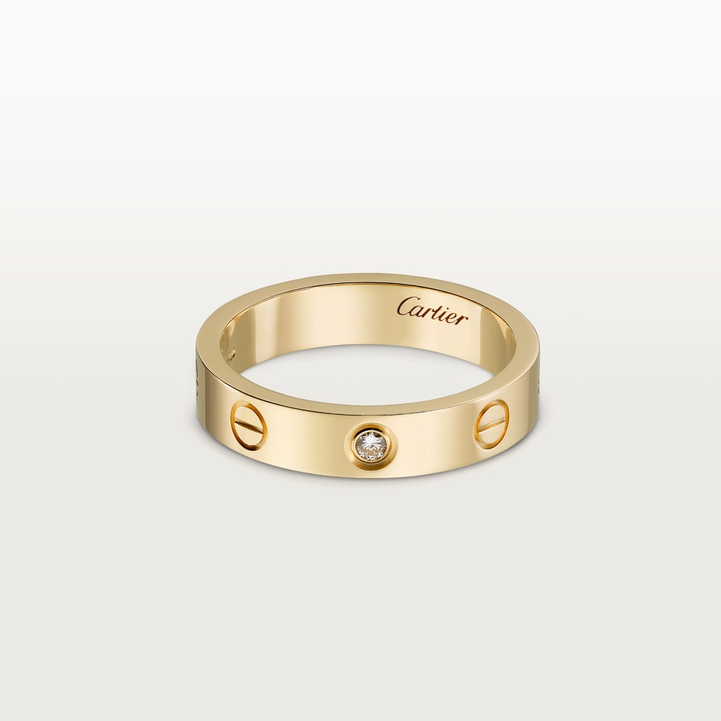 Love ring, small model, 1 diamondYellow gold, diamond