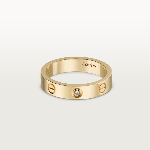 Love ring, small model, 1 diamond Yellow gold, diamond