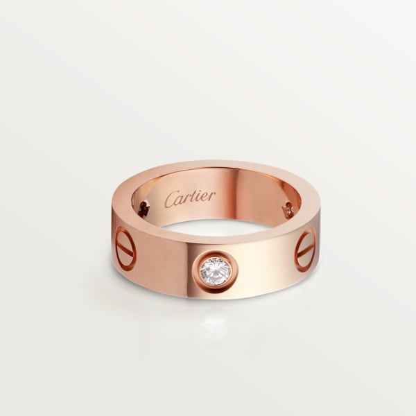 Love ring, classic model, 3 diamonds Rose gold, diamonds