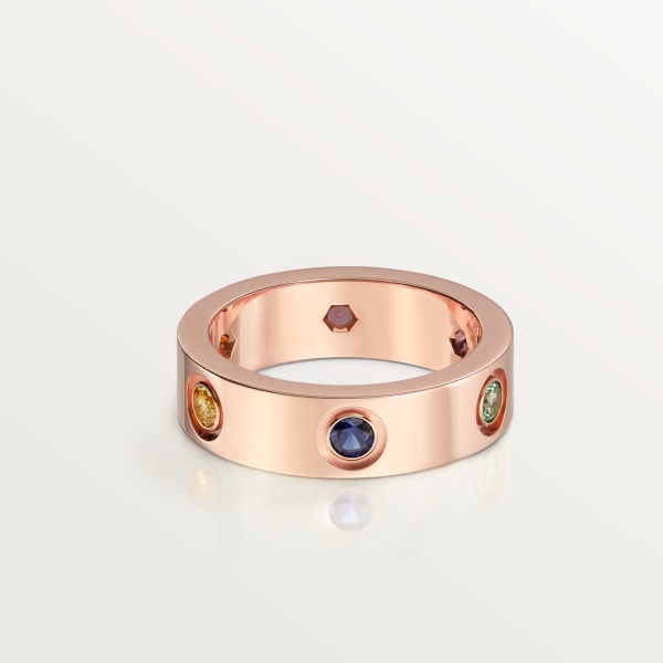 Love ring Rose gold, sapphires, garnets, amethyst