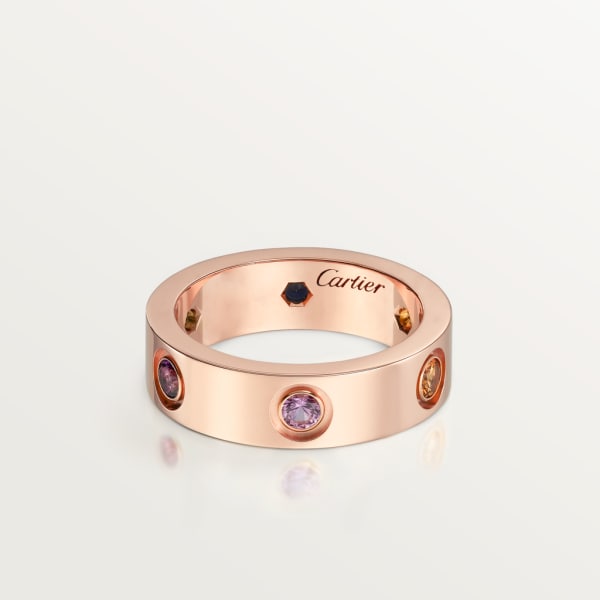 Love ring Rose gold, sapphires, garnets, amethyst