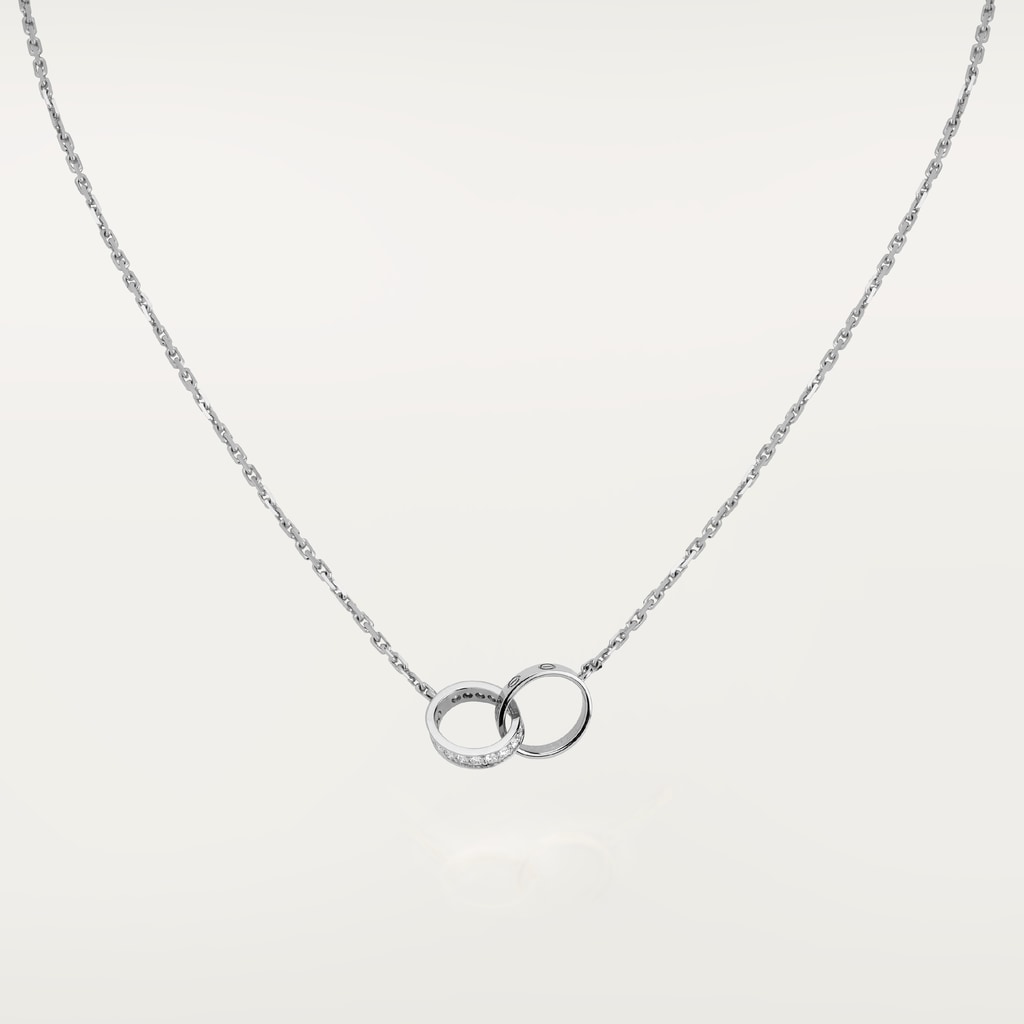 Love necklace, semi-pavedWhite gold, diamonds