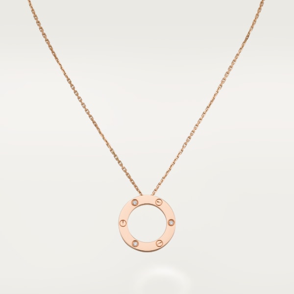 Love necklace, 3 diamonds Rose gold, diamonds