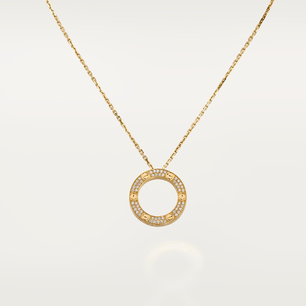 Love necklace, pavedYellow gold, diamonds