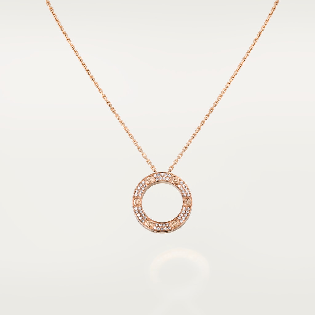 Love necklace, pavedRose gold, diamonds