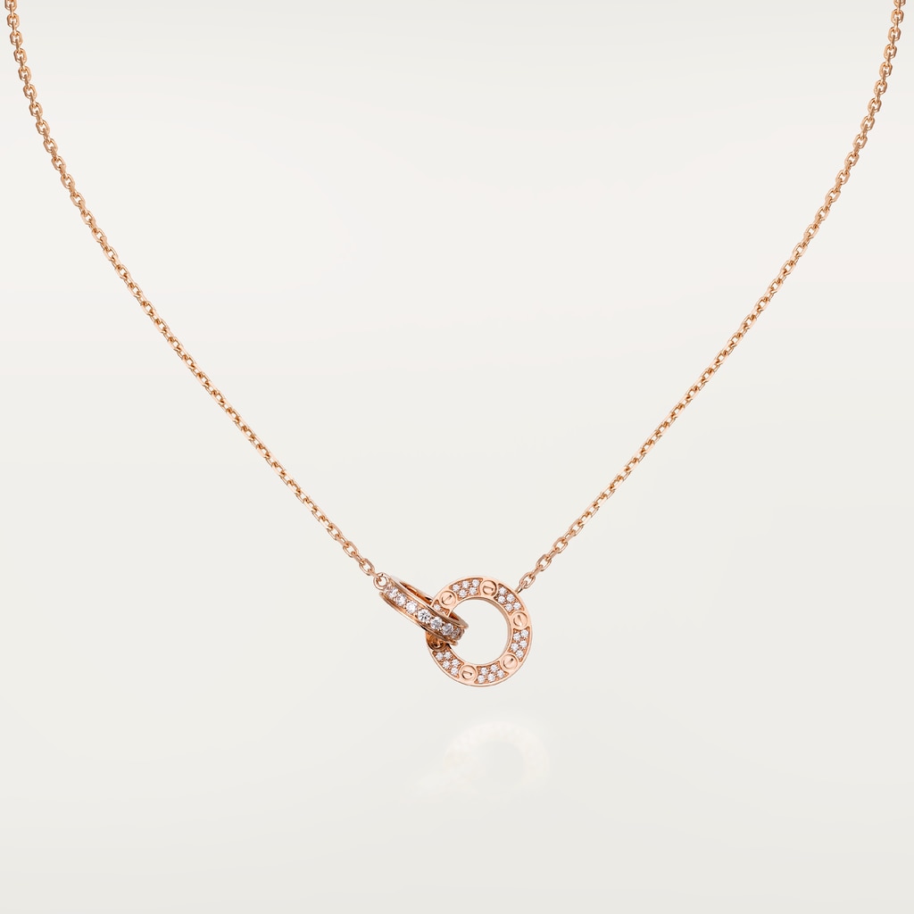 Love necklace, pavedRose gold, diamonds