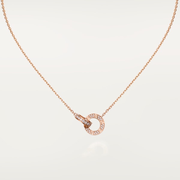 Love necklace, paved Rose gold, diamonds