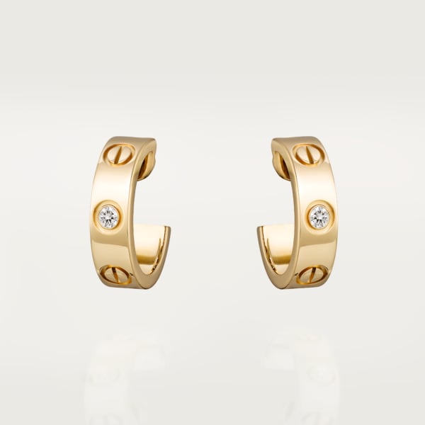 Love earrings, 2 diamonds Yellow gold, diamonds