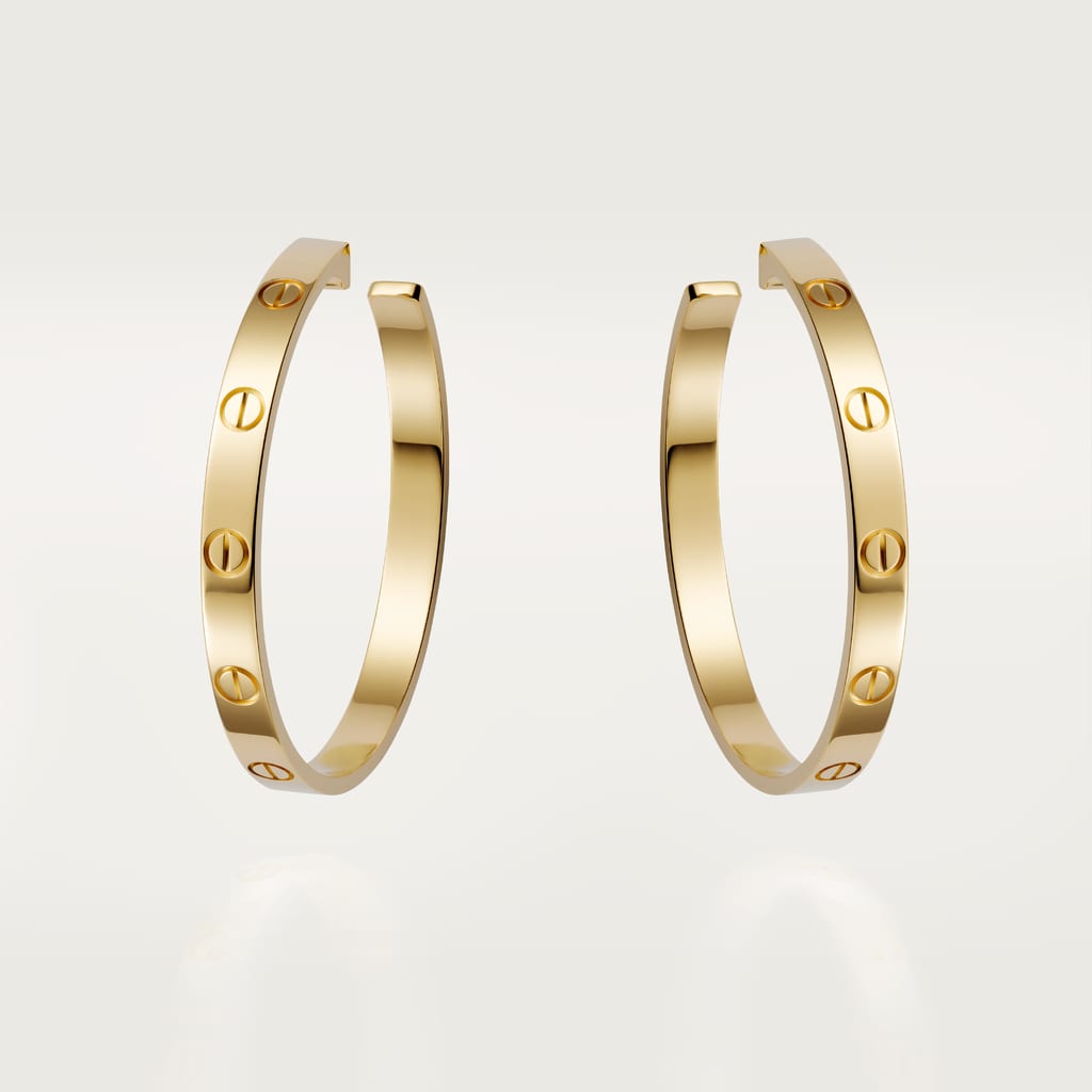 Love hoop earrings, large modelYellow gold