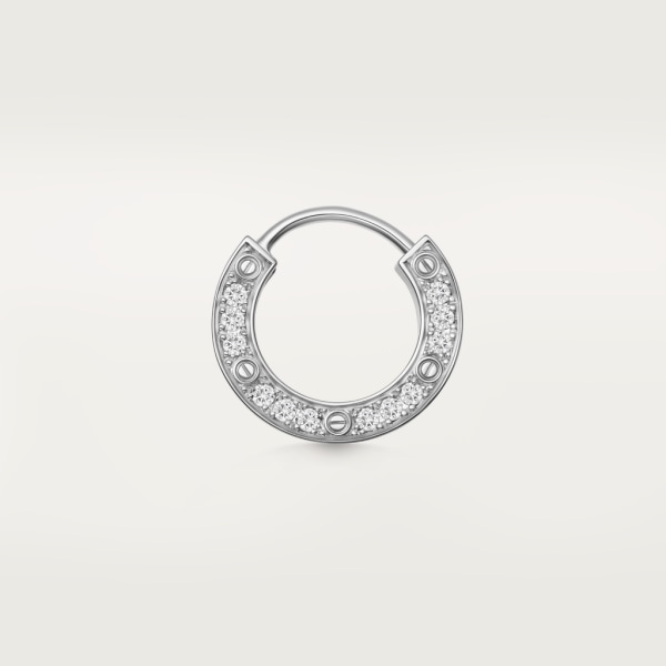 Love single earring, paved White gold, diamond