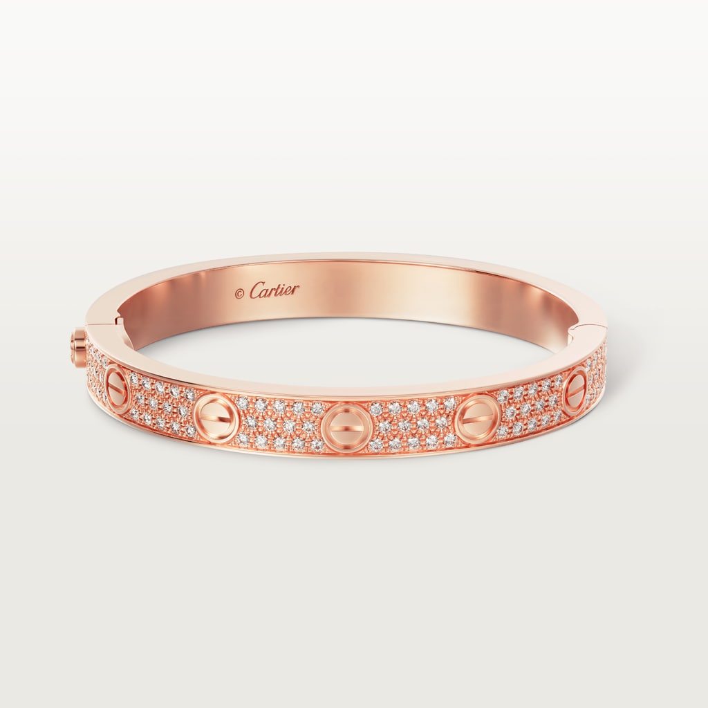 Love bracelet, classic model, pavedRose gold, diamonds