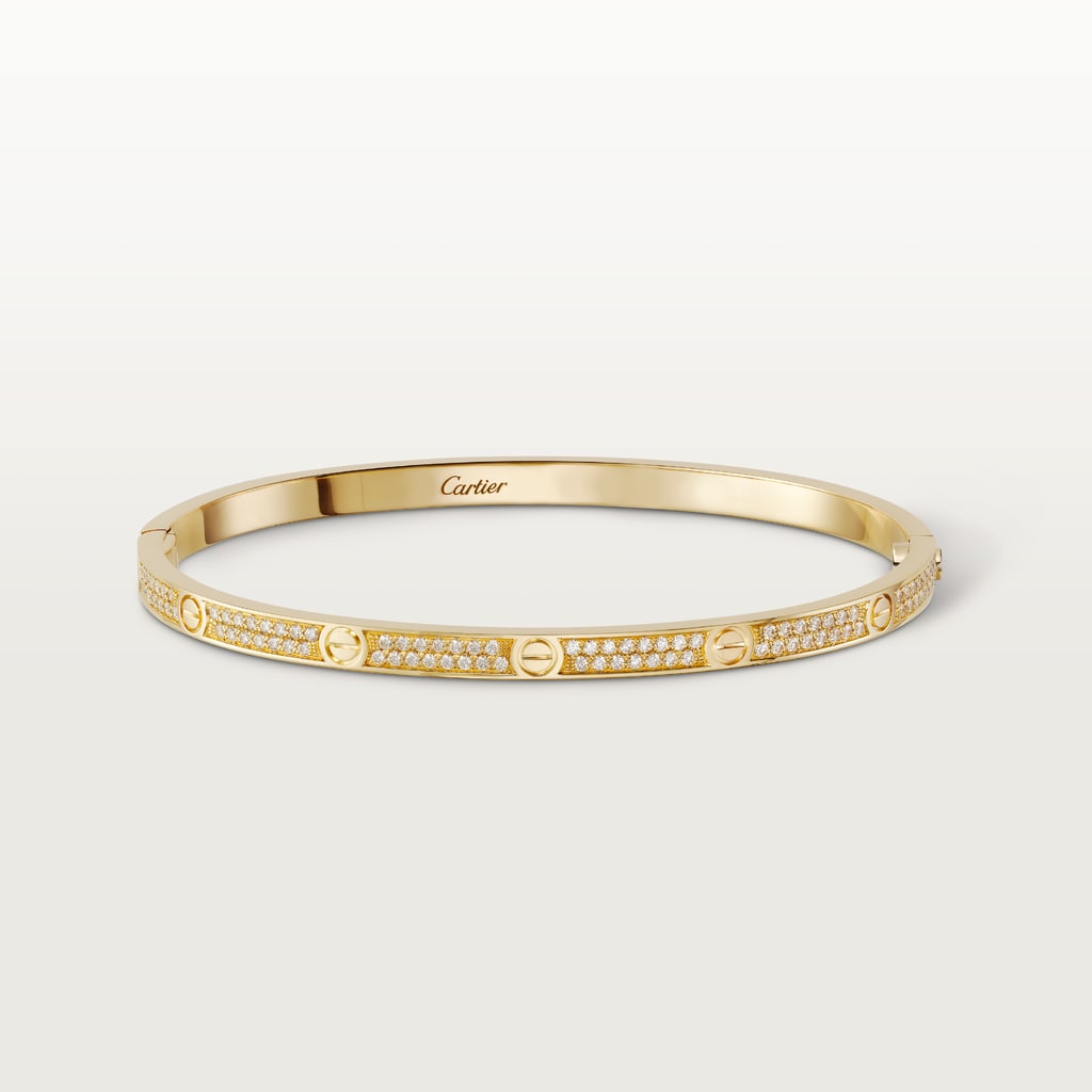 Love bracelet, small model, pavedYellow gold, diamonds