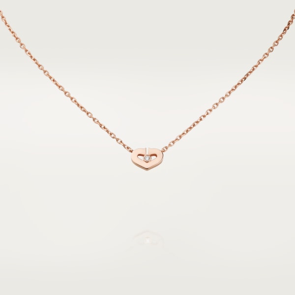 Heart necklace Rose gold, diamonds