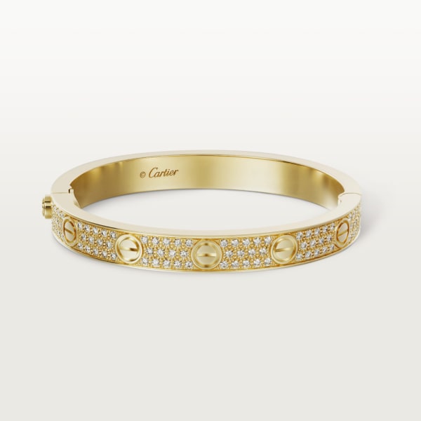 Love bracelet, diamond-paved Yellow gold, diamonds