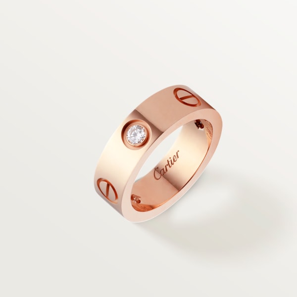 Love ring, classic model, 3 diamonds Rose gold, diamonds