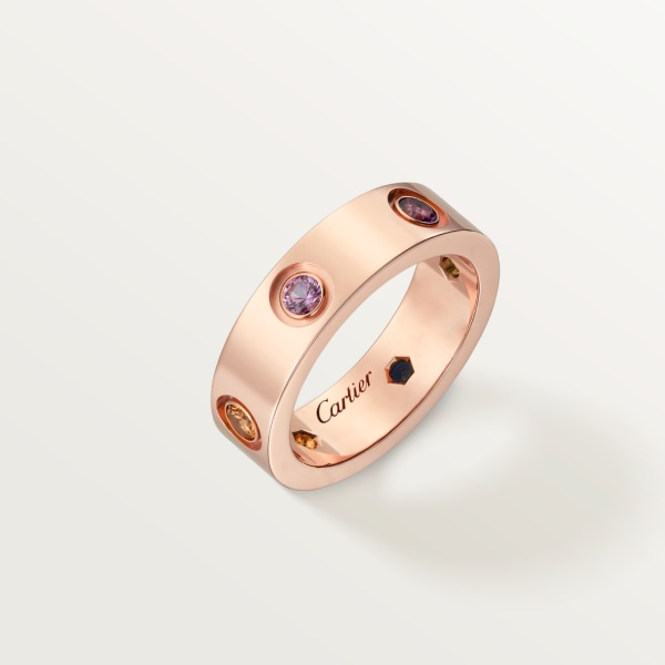 Love ring Rose gold, sapphires, garnets, amethyst