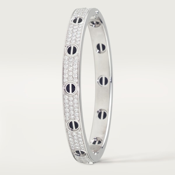 Love bracelet, classic model, paved, ceramic White gold, ceramic, diamonds