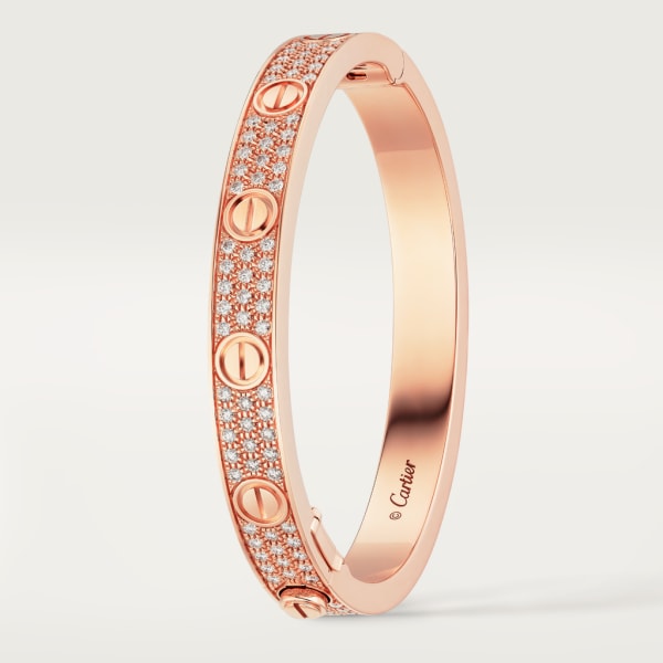 Love bracelet, diamond-paved Rose gold, diamonds