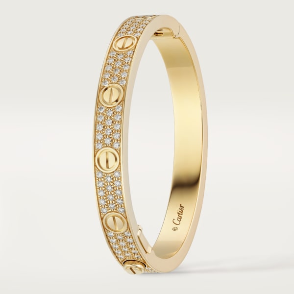 Love bracelet, classic model, paved Yellow gold, diamonds